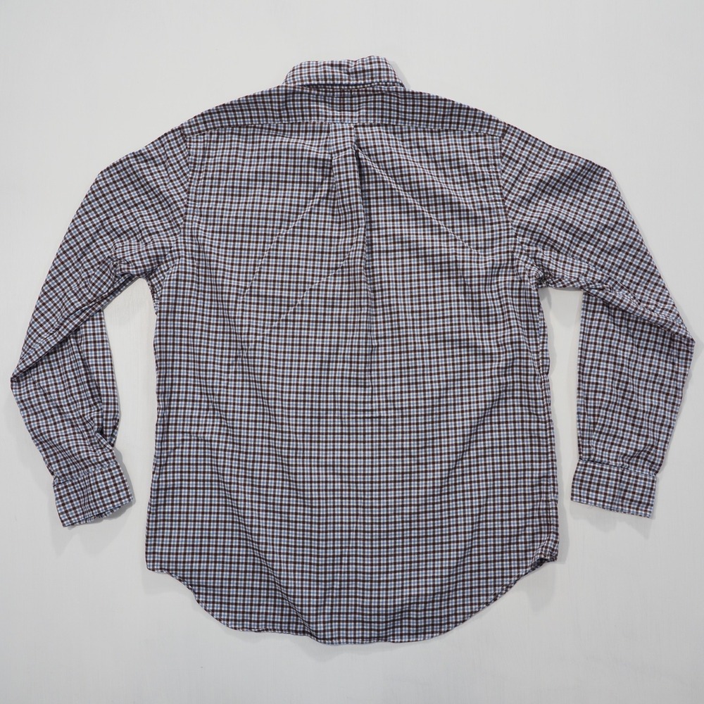 Ralph Lauren Shirt Mens Large Brown Blue White Check Long Sleeve Button Down - Picture 2 of 9